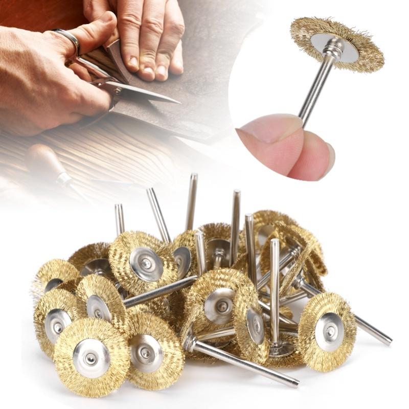 30Pcs Brush Wheel Flat Mini Wood Carving Rust/Corrosion/Paint Removal Polishing ToolsBrass Wire