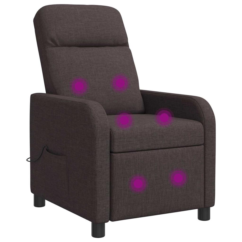 Massage Recliner Dark Brown Fabric
