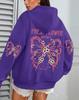 Fresh Butterfly Print Women's Hooded Sweatshirt - Autumn Loose Casual Fleece Pullover with Pockets.