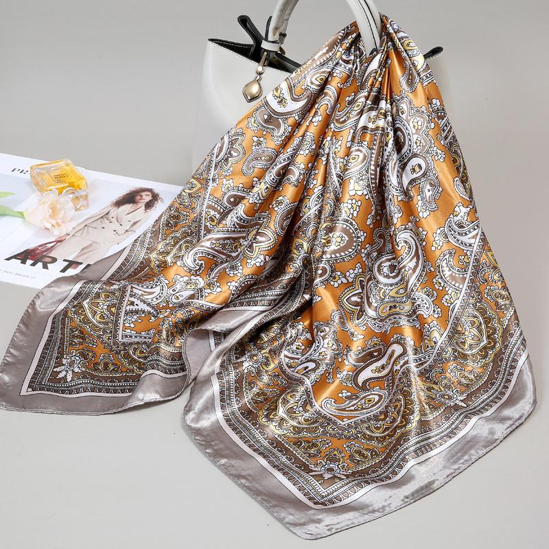 Small silk scarf women's large square scarf yarn scarf spring, autumn and winter matching shirt middle-aged mother square 91 × 91 thin scarf