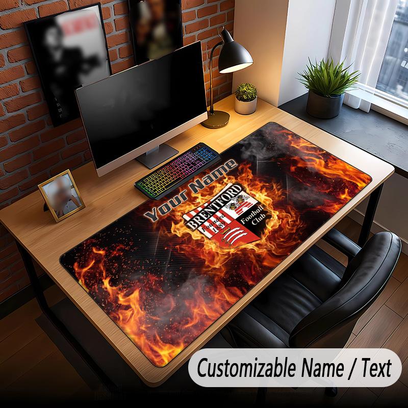 Large Mouse Pad Brentford Football Print Custom Name Text Desk Mat for Office Gaming