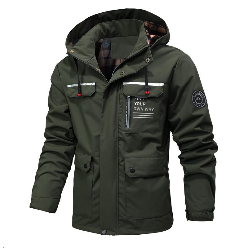 Male Spring/Fall Single-Layer Lightweight Hooded Trench Coat Youth Windproof Waterproof Outdoor Hiking Jacket