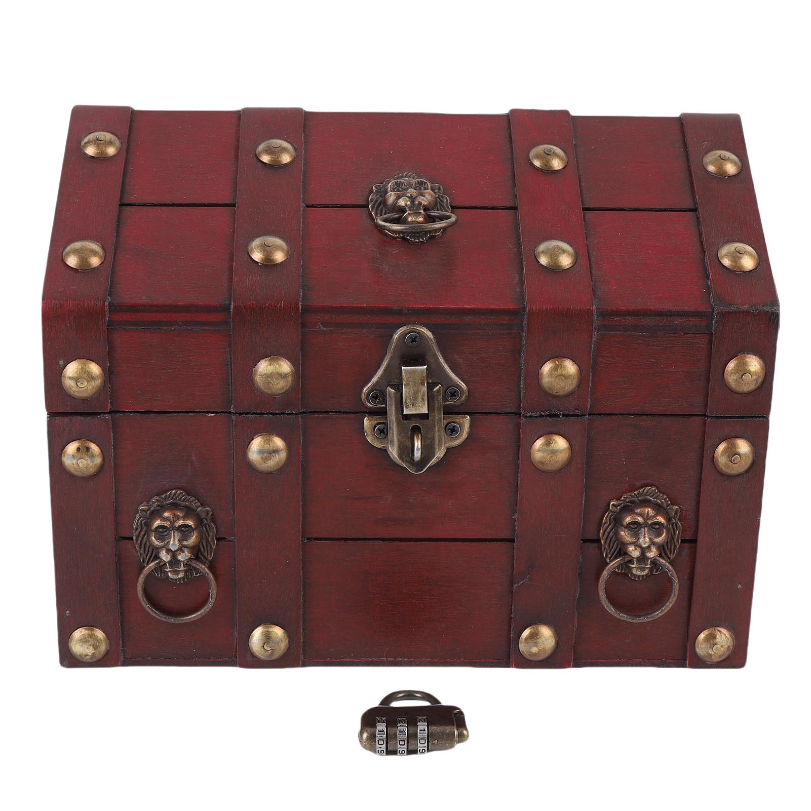 

Винтажная деревянная шкатулка для хранения украшений, декоративный органайзер для мелочей с откидной крышкой и кодовым замком для демонстрации красный