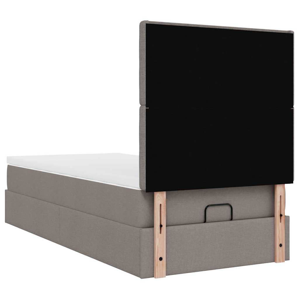 Ottoman Bed with Mattress Taupe 100x200 Cm Fabric