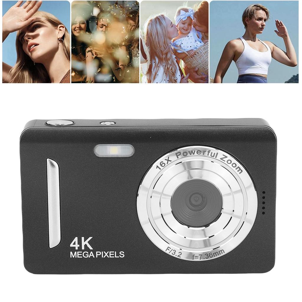 4K Digital Camera 64MP HD AF Auto   16X Zoom Anti Shake Portable Compact Camera for Travel Photography