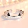 New 925 Sterling Silver Women Ring Fashion Cute Pet Pink Cat Ear Paw Adjustable Rings Jewelry Anniversary Gift