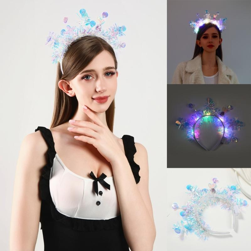 Blikající třpytivá čelenka Párty kostým Rozsvěcující se Disco párty Karaoke Foto rekvizity Párty Blingbling Obruč do vlasů Klub