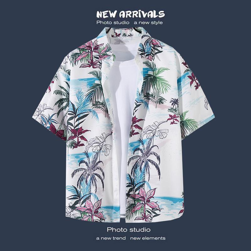 Hot-selling Couple Flower Shirt South East Asia Style Hawaiian Beach Wear Loose Casual Jacket Spot