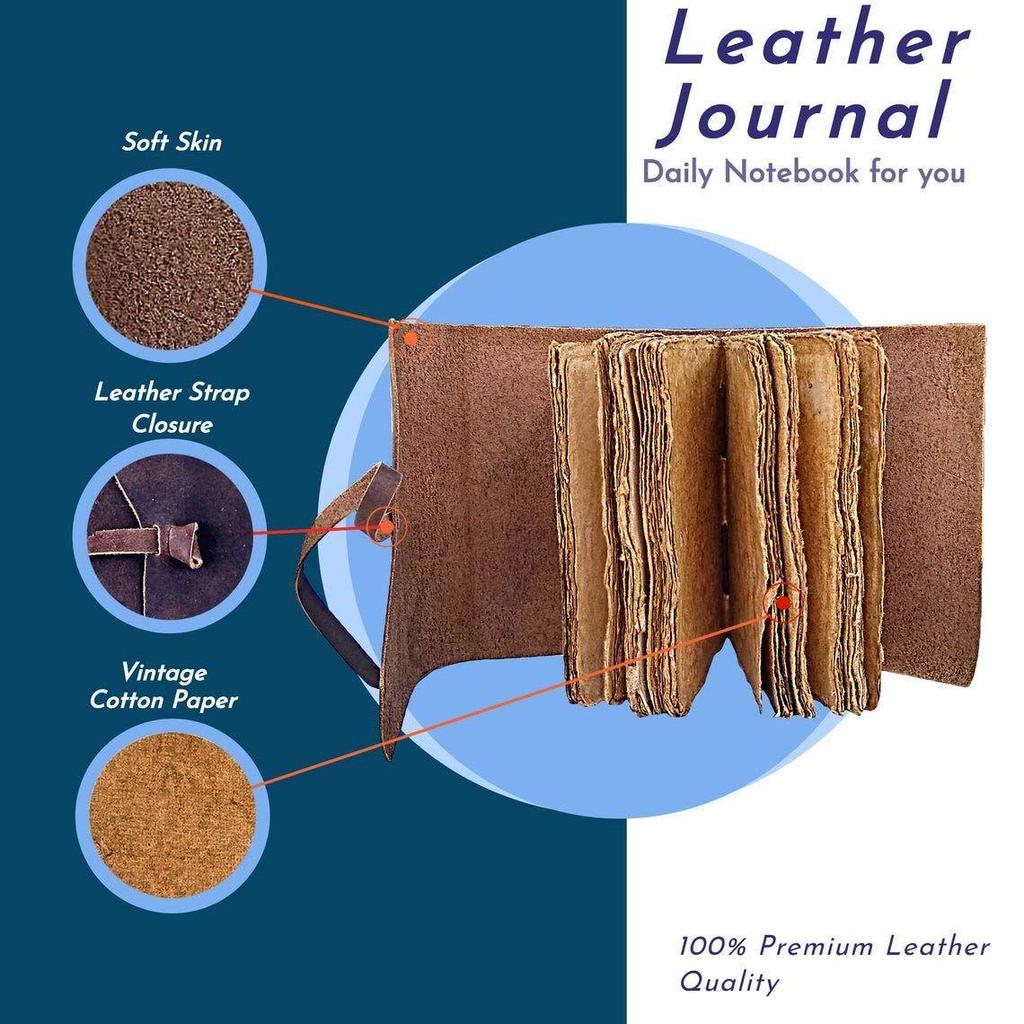 Kožený deník Vintage Leather Bound Journal Ručně vyráběný starožitný Deckle Edge Paper Leather Sketchbook Book
