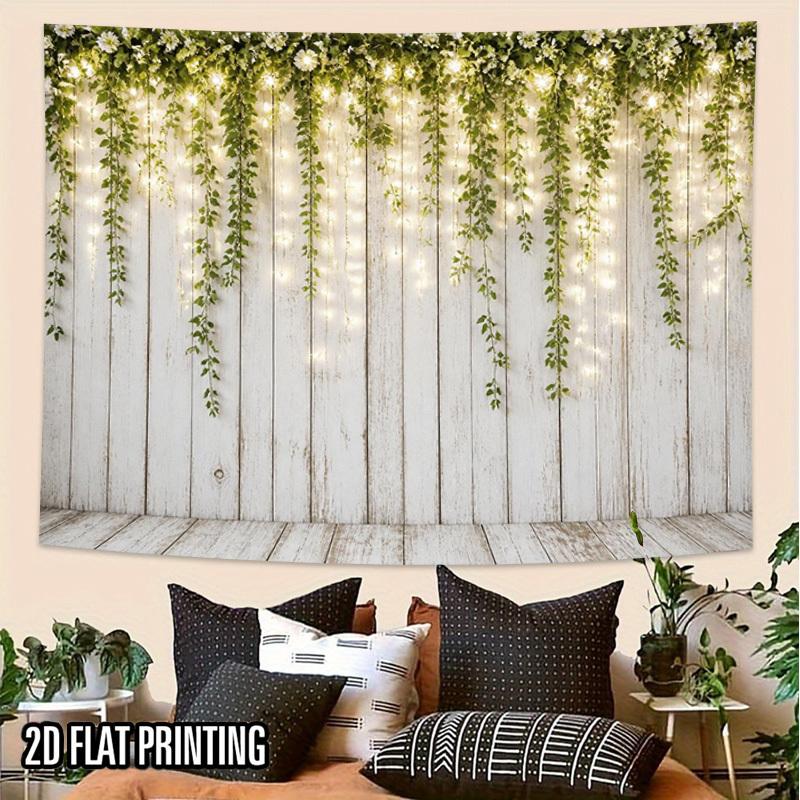 2D Flat - 2D Flat - 2D Flat Print 1pc Tapestry Green Vines Hanging Lights Tapestry, Romantic Backdrop Decor Wall Hanging for Living Room, Bedroom, Off