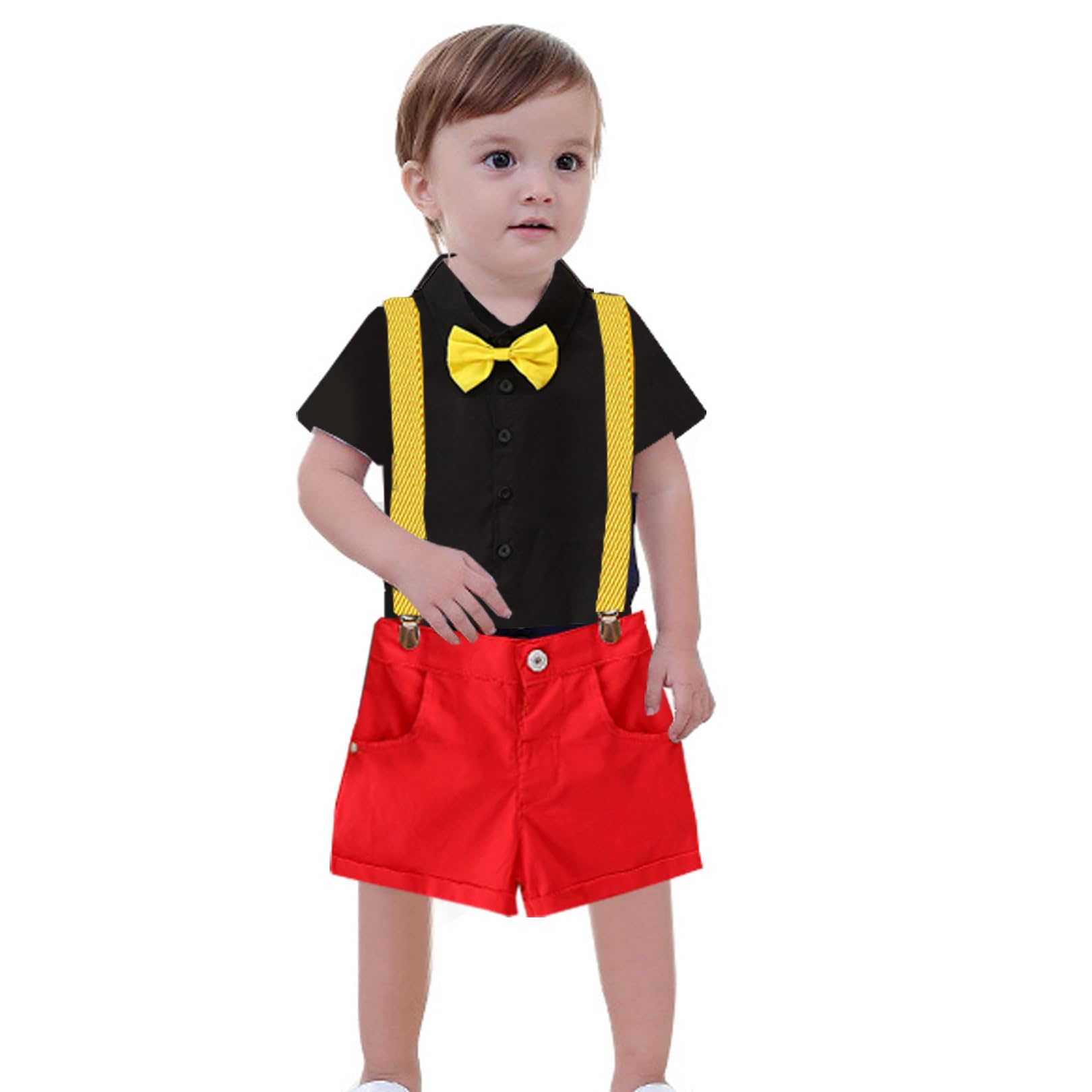 

sac taske Kids Short Sleeve Halloween Costume Set with Suspenders and Bow Tie (110cm)