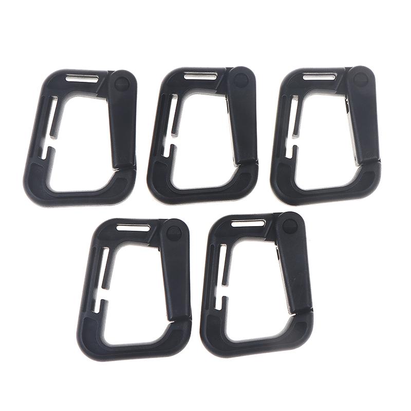 

5Pcs Outdoor Plasctic Shackle Carabiner D Type Backpack Hanging Webbing Hook Buckle Multi Outdoor Hiking Camping Gear чёрный