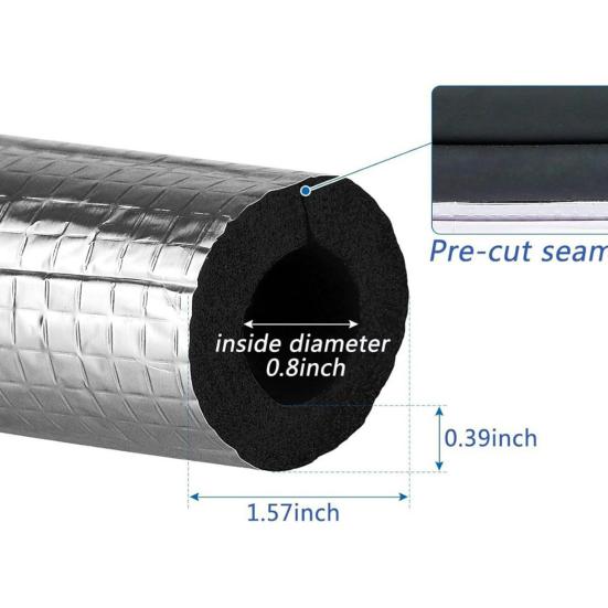 10Pcs Pipe Insulation Foam Tubes Self Adhesive Insulation Foam Wrap Aluminum Foil Pipe Covers for Spigot Winter Outside Pipes Freeze Protection