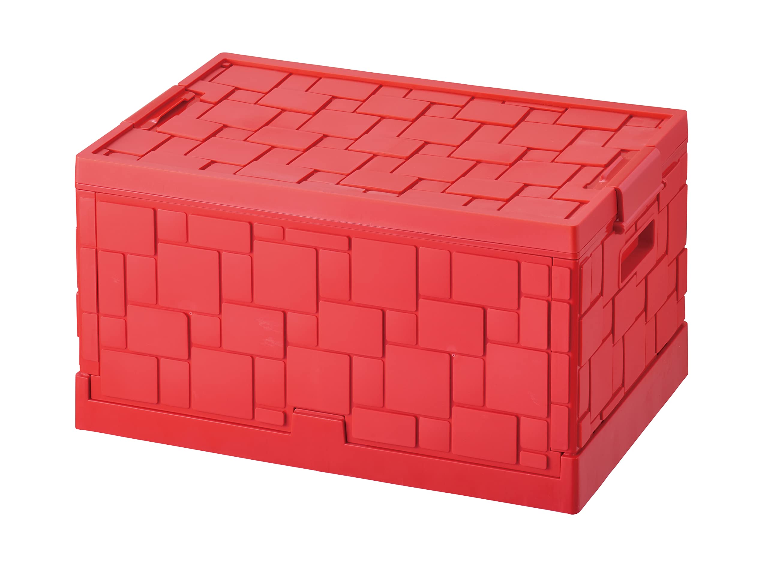 

Pearl Metal Storage Box Case, 55L, Foldable, Tile-Style Design with Lid, Red, N-7870