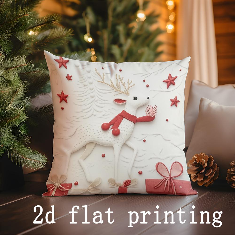 

Home Decor Christmas-themed Cushion Covers with Festive Designs Pattern Cushion Cover Suitable for Sofa Bedroom Car Pillow Cover 16x16Inch