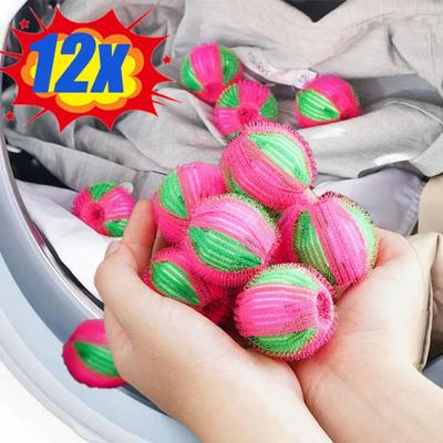 12 STÜCKE Waschmaschine Haarfilter Schwimmender Pelzfusselhaarentferner Catcher Wiederverwendbarer Wäscheball Schmutzige Sammlung Reinigungsbälle
