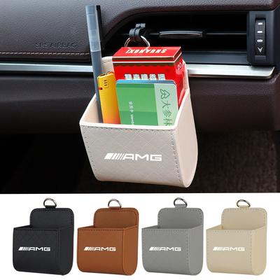 Multifunction Car Storage Bag Air Vent Dashboard Tidy Hanging Leather Box For AMG W140 W168 W169 W176 W177 GLS GLB EQC CLS SLK