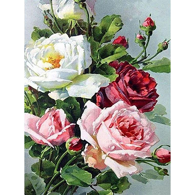 Diamant-Malerei, rosa Blume, vollflächige Diamant-Stickerei, Rose, dekoratives Kreuzstich-Set, Heimdekoration