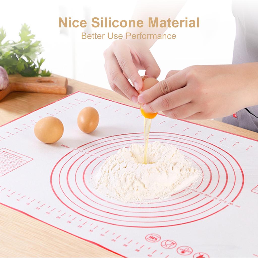 Silicone Making Baking Mat BBQ Mat with Clear Scale Design Washable Rotatable for Home Kitchen Daily Use