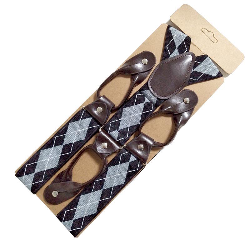 Wysokiej Jakości Elastyczne Szelki Męskie Codzienne na 6 Klipsów i Guziki