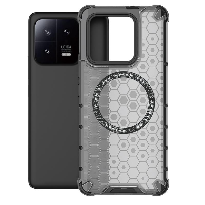 

For Xiaomi 13 Ultra 5g Magnetic Ring Back Cover Phone Case Magsafe Ring Wireless Charge Lens Protect Shockproof Coverage Cases CHINA&For Xiaomi 13 Ultra сірий колір