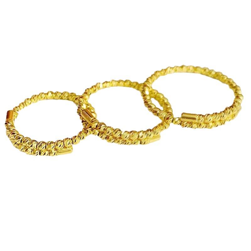 Vietnam Sand Gold Elastic Gold Bead Ring - Women's Fashion Open Finger Thin Band