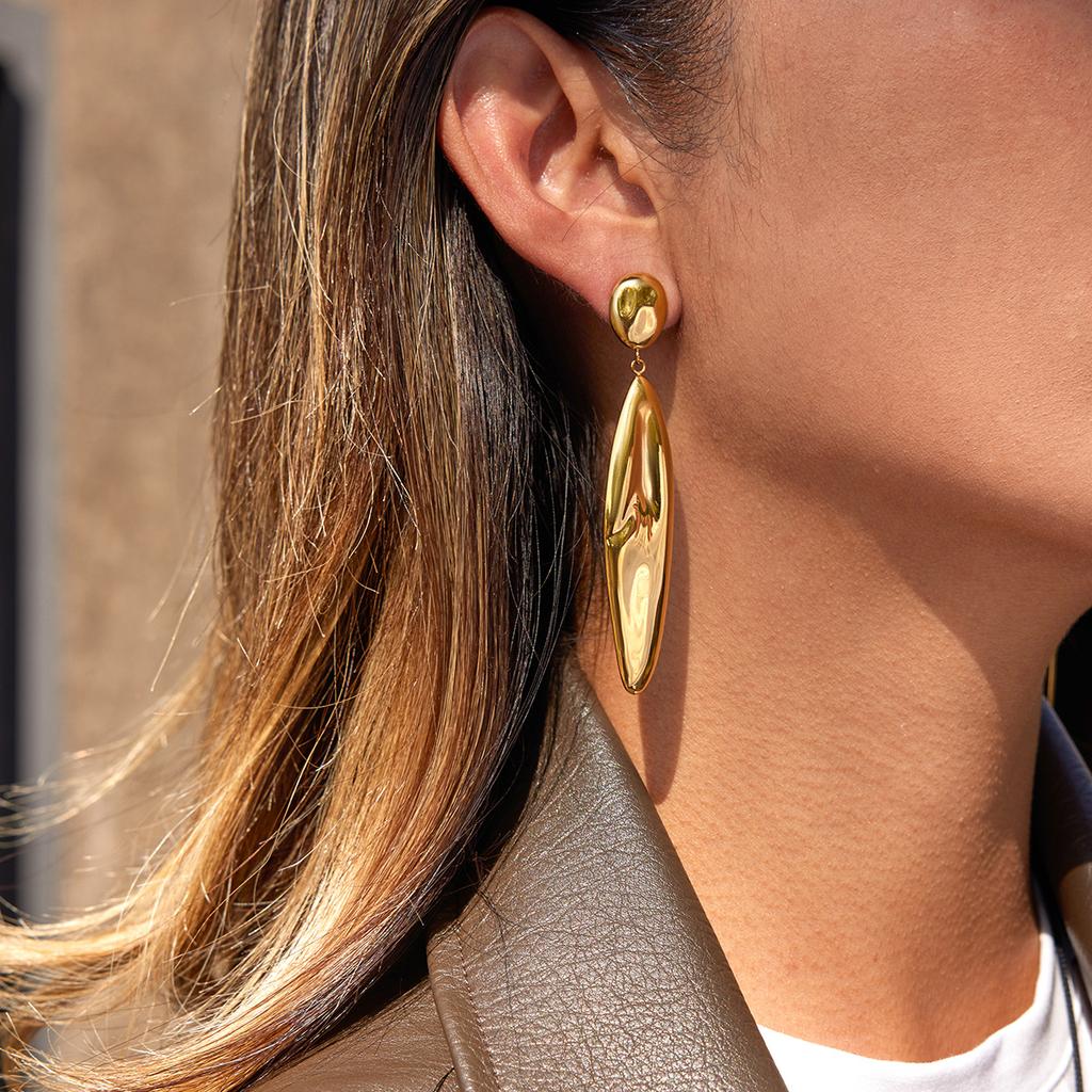 Light luxury high-end hammer pattern water drop pendant earrings jewelry