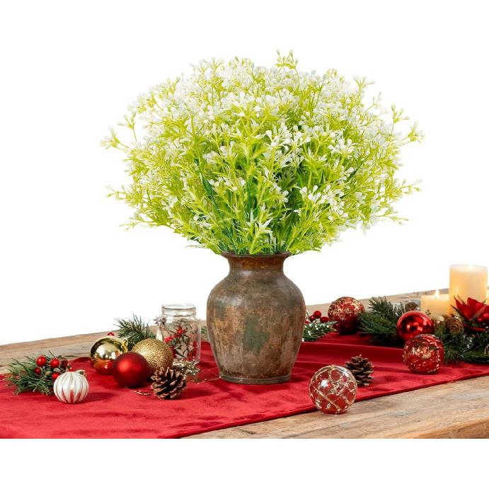 Artificial Flowers for Outdoors - 4PCS UV Resistant Fake Flowers for Decoration, Small Jasmine Buds Ivy for Centerpiece Front Porch Kitchen Garden