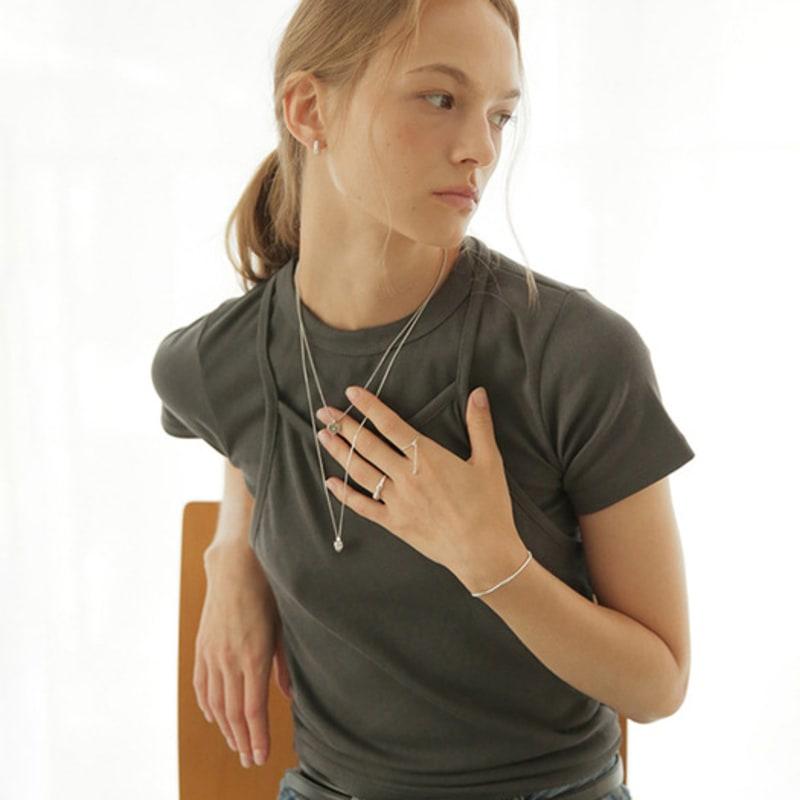 Modernlike 14k Gold-filled Silver Matte Oval One-touch Hoop Earrings