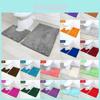 Luxurious 2 Piece Bath Mat Set Non-slip Toilet Pedestal With Soft Foam Shaggy Chenille Rug