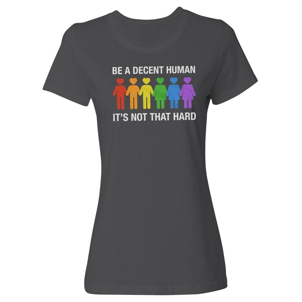 Be A Decent Human - Vibrant Unity And Heart Symbols Ladies Crewneck T-Shirt Unisex T-Shirt S
