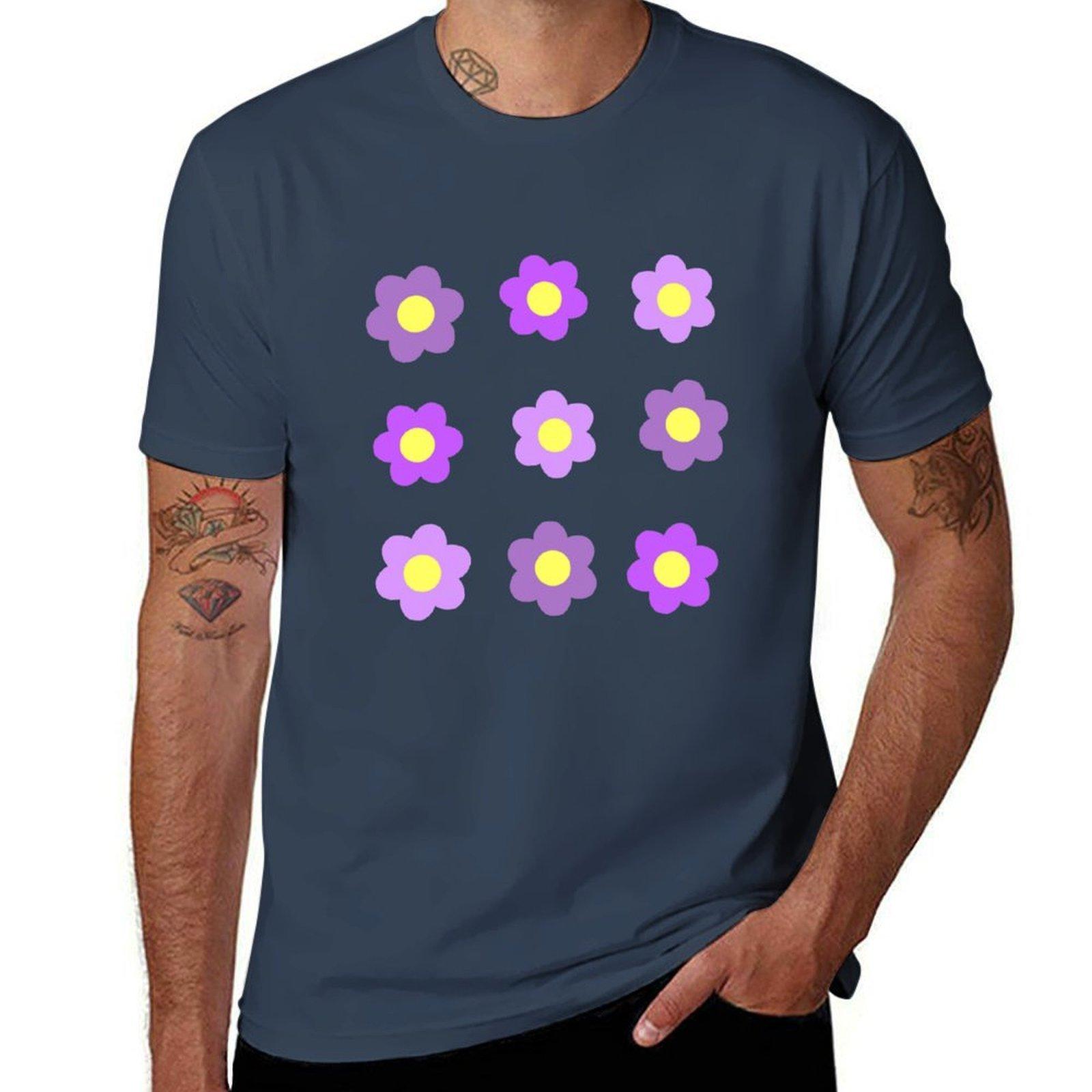 Aesthetic Purple Flowers TShirt No Iron Casual Short Sleeve Top S