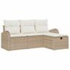 4 Piece Sofa Set with Cushions In Beige and Cream Poly Rattan