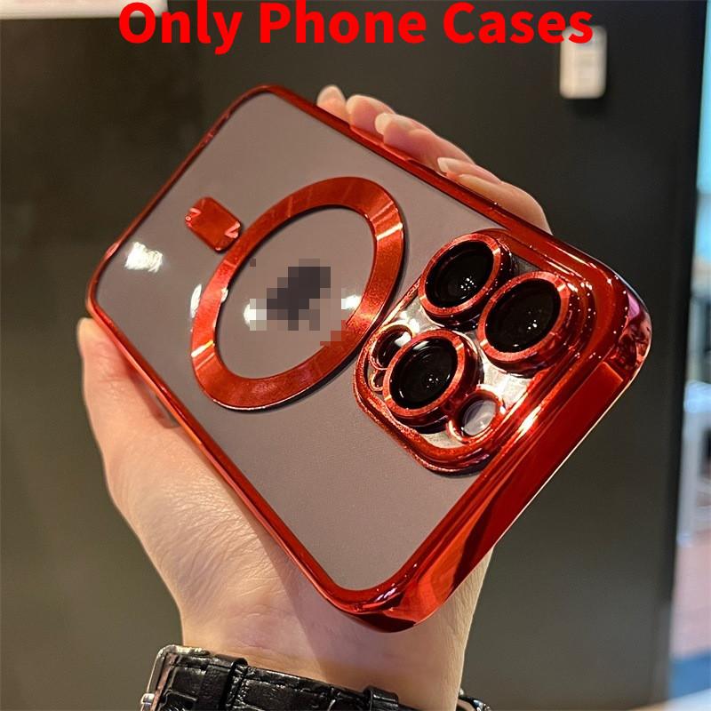 15 For Iphone Promax Magnetic Plating Clear Wireless Charging Shockproof Cover