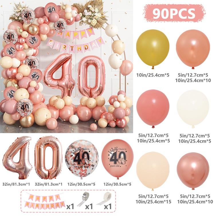 Rose Gold Birthday Party Balloon Garland Arch Kit with Birthday Banner 18 30 40 50 Birthday Party  Decoration Birthday Balloon