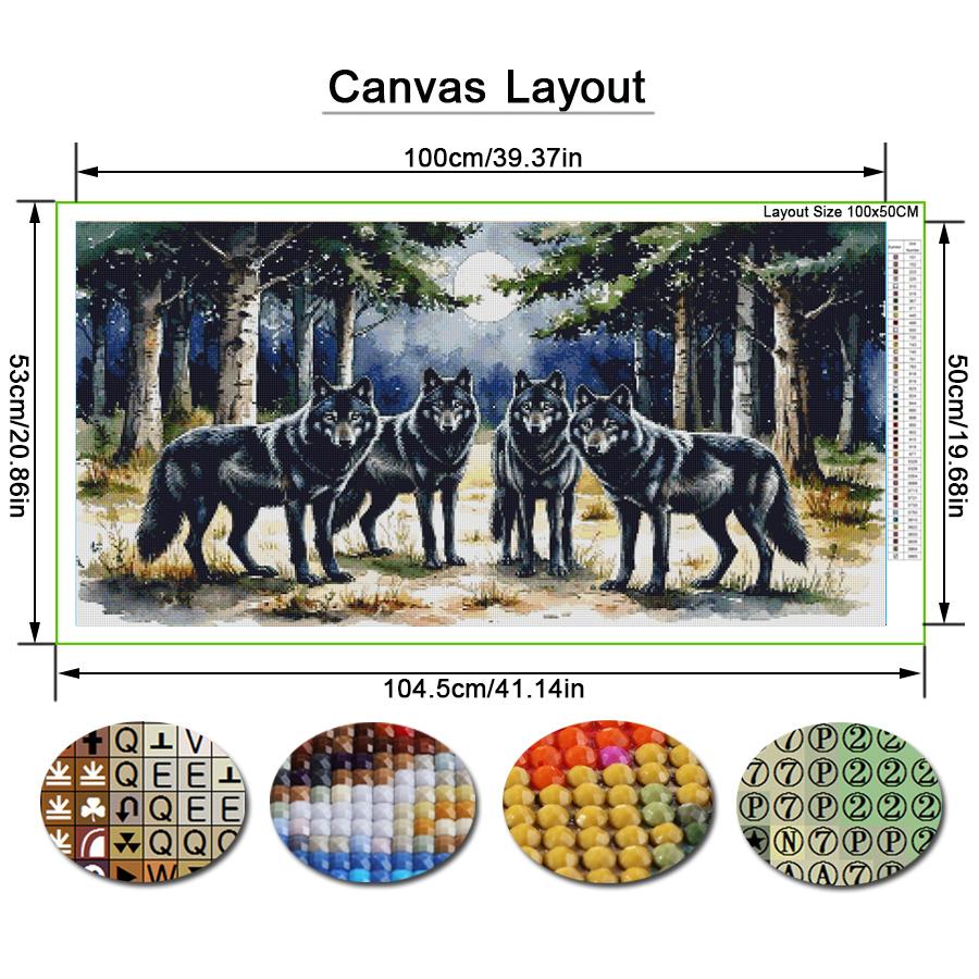 Moon Wolf Party Large Size Diamond Painting New Collection Wild Animals Diy Full Drill Rhinestone Embroidery Mosaic Cross Stitch Kits