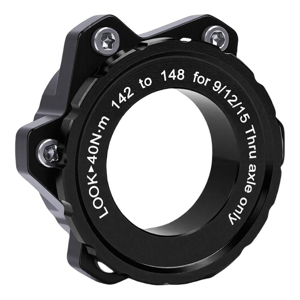 Bike Center Lock Adapter 142mm To 148x12mm Center Lock To 6 Bolt Adapter for 12mm Thru Hub Axles Black