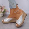 Fashion Shoes Woman 2025 Slippers for Swimming Pool Wedge Peep Toe Round Headed Sequin Design Comfortable Beach Shoes Size 35-43