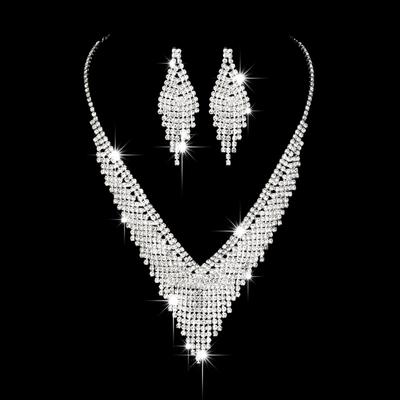 BLINGBAY női ékszer szett Édes esküvői menyasszonyi kiegészítők réz strasszok Gyönyörű elegáns nyaklánc fülbevaló szett Női modern ékszer ajándék