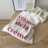 Large Capacity Pink Color Beach Bag Cosmetic Makeup Lipstick Bag Women Shoulder Canvas Handbag Letter Ins Tote Bag
