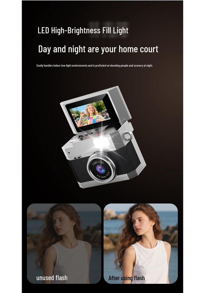 Portable Retro Mini HD Camera with Flip Screen for Outdoor Parties
