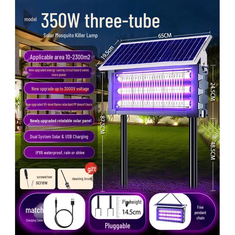 Solar Powered Outdoor Mosquito and Fly Killer Lamp