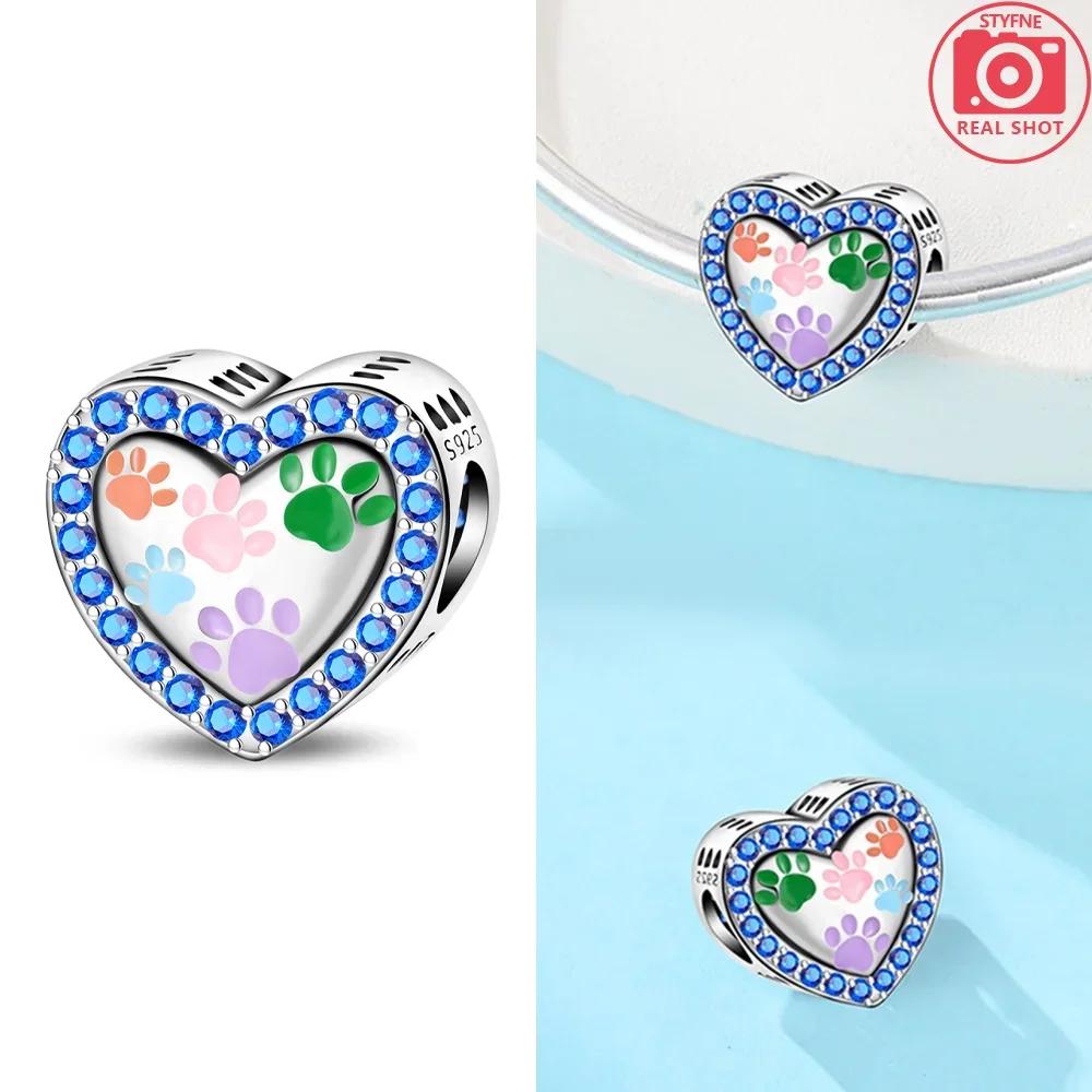 Original Butterfly Red Crab Crayfish Heart Blue Zircon Charm Beads Fit Braceletcopper Women Diy Fine Gift Jewelry Necklace