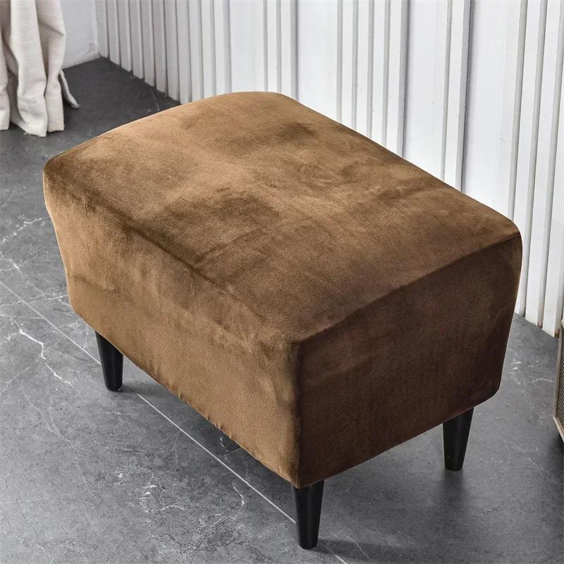 Velvet Wing Chair Cover Stretch Spandex Armchair Covers Removable Wingback Sofa Covers With Seat Cushion Cover Footstool Cover