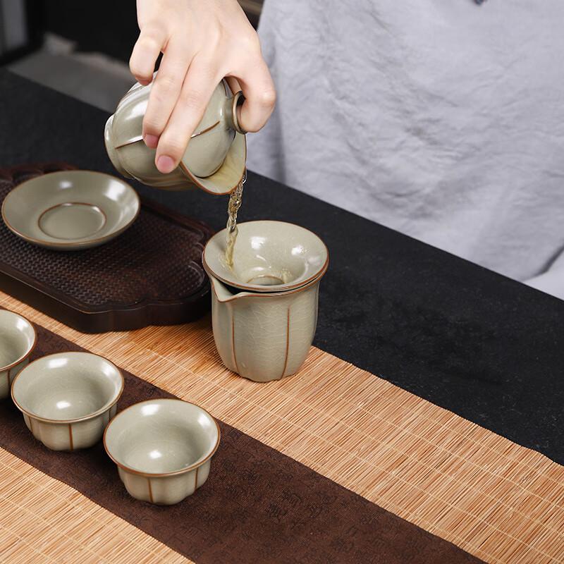 Zhishi High-Grade Ru Ware Kung Fu Tea Set