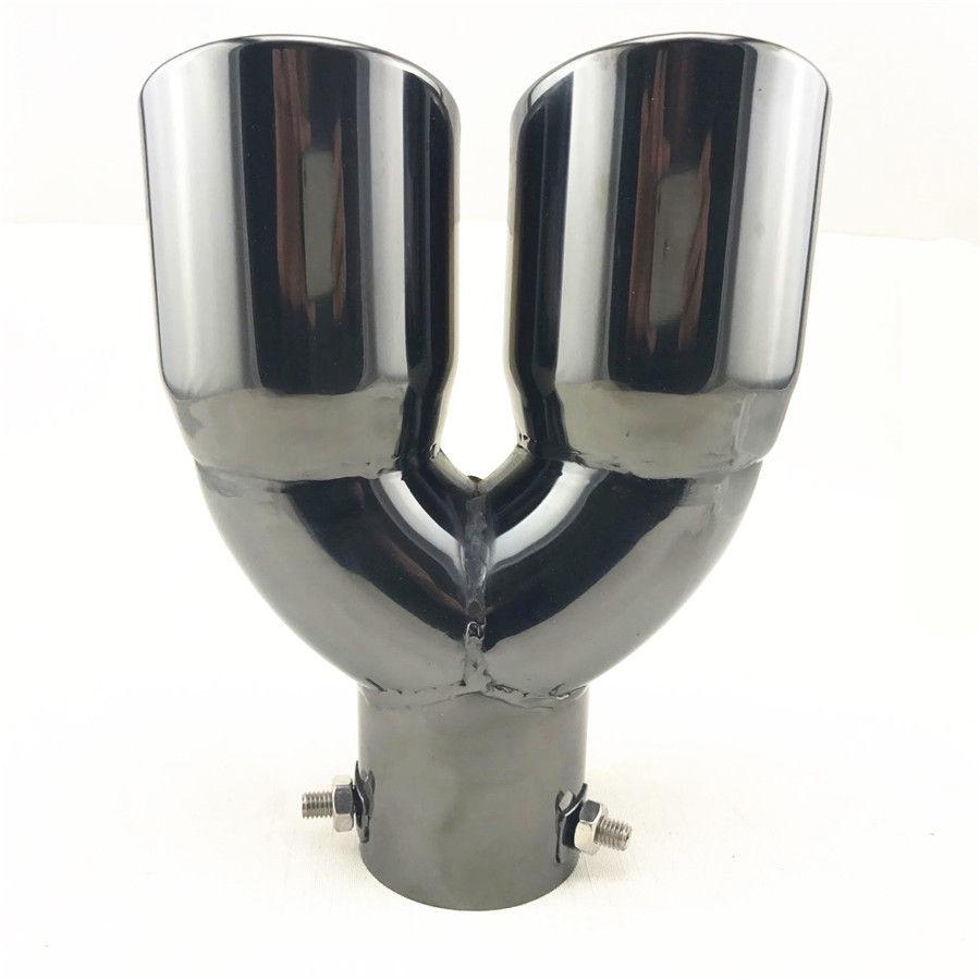 Buy 65mm 2.5 Stainless Steel Car Tail Dual Outlet Exhaust Pipe Tip Trim ...
