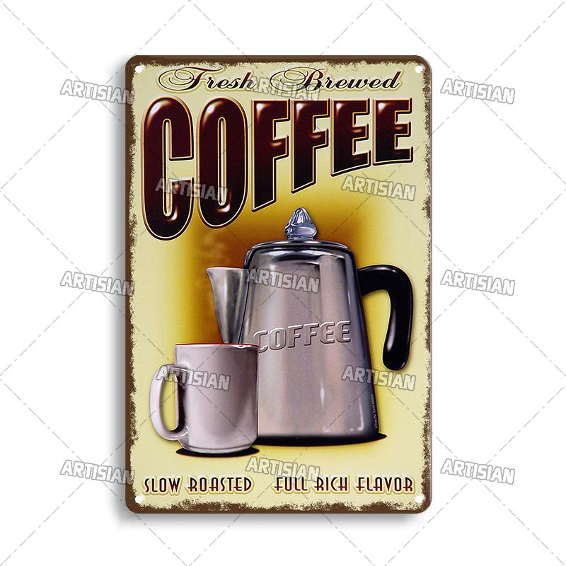 Rusty Coffee Metal Poster Decorative Plate Classic Tea Metal Signs Home Bar Cafe Wall Decor Signs Old Metal Plaque Wall Plate