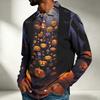 Herren Langarmshirt Halloween-Print Lockerer Schnitt Lässiges Oberteil