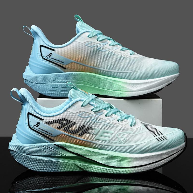 

Подростковые ультралегкие сетчатые дышащие карбоновые кроссовки для гонок и бега, мужские и женские, универсальные, амортизирующие и нескользящие, настоящие взрывные спортивные ш 44 светло-зеленый