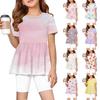 alla moda set estivo per bambina top a maniche corte con bordo arricciato + pantaloncini